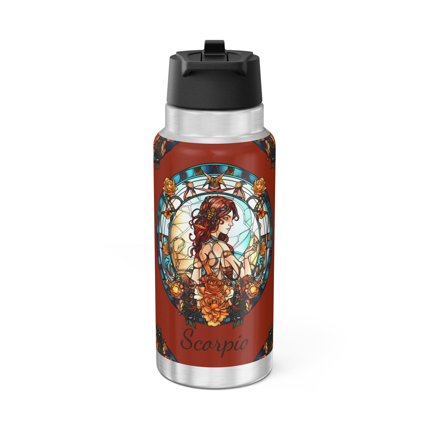 Scorpio Zodiac Sign Stained Glass Illustration ~ 32oz Tumbler With Lid and Straw