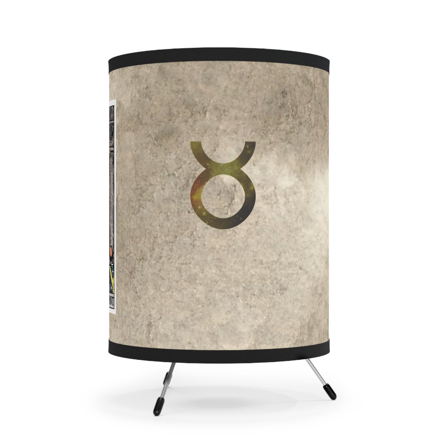 The Hierophant Tarot Card with Taurus Symbols Printed Shade Tripod Lamp, US\CA plug