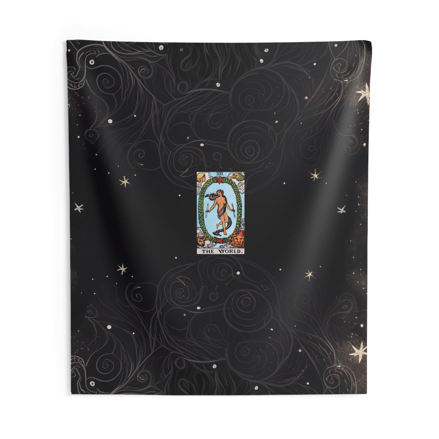 The World Tarot Card Altar Cloth or Tapestry with Starry Background