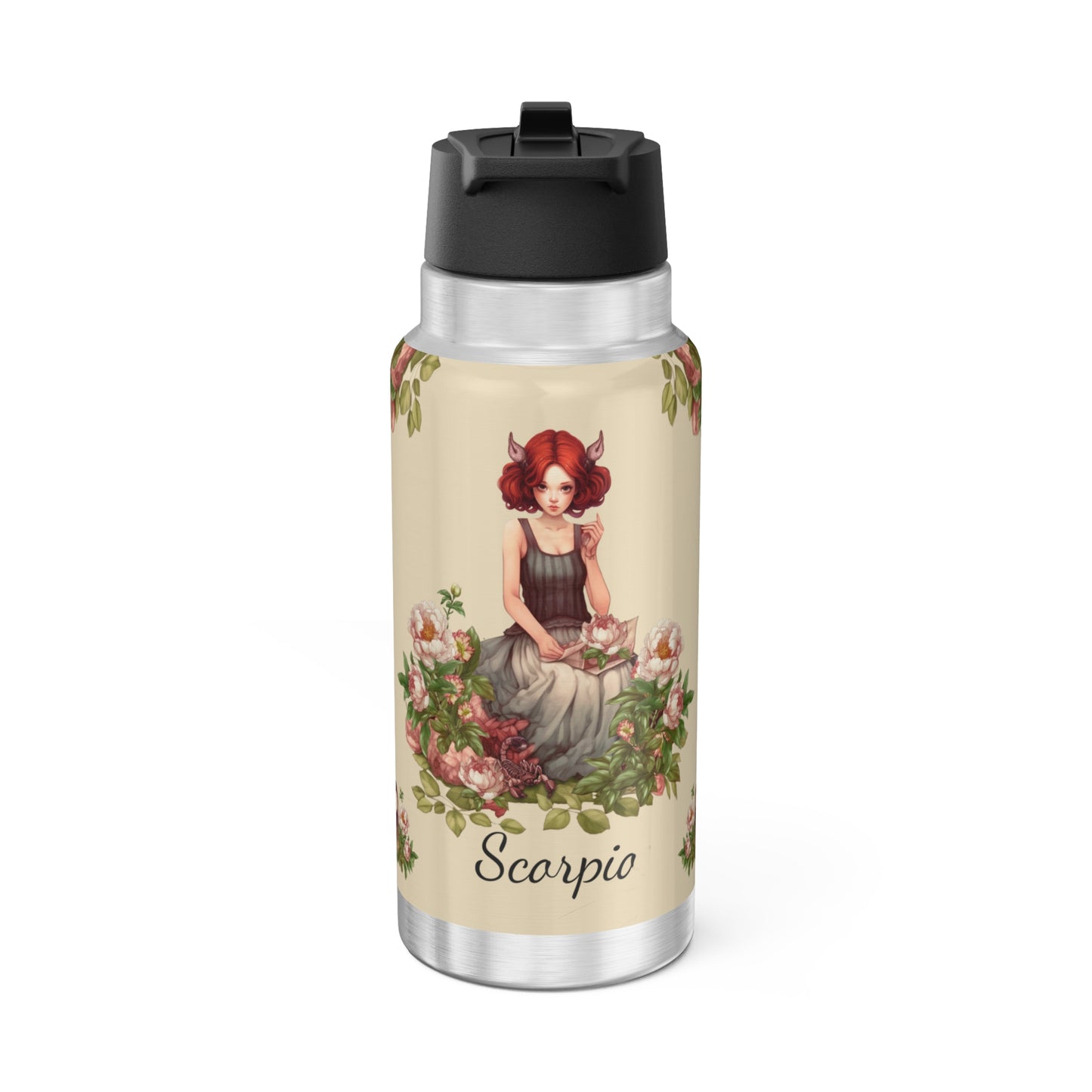 Scorpio Zodiac Sign Vintage Illustration ~ 32oz Tumbler With Lid and Straw