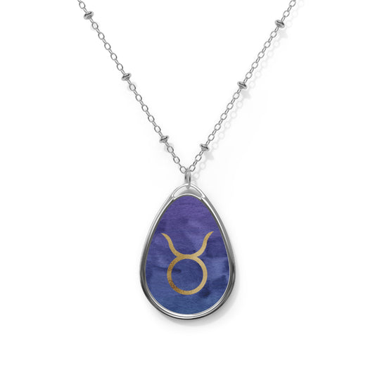 Taurus Zodiac Sign in Gold ~ Necklace & Oval Pendant With Chain