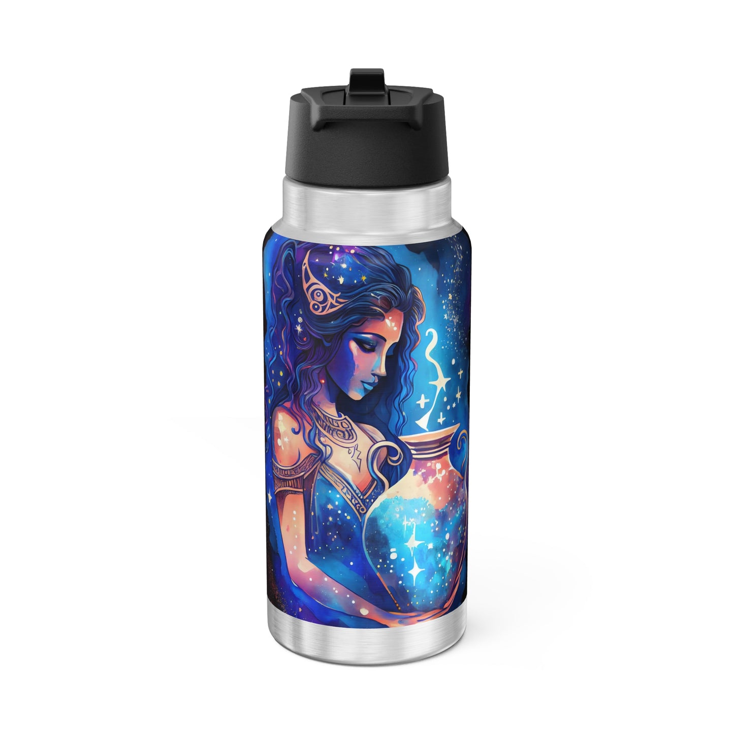 Aquarius Zodiac Sign Star Goddess ~ 32oz Tumbler With Lid and Straw