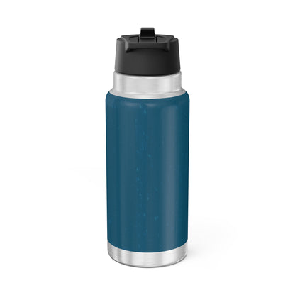 Libra Zodiac Sign - Black and Gold with Blue Background ~ 32oz Tumbler With Lid and Straw