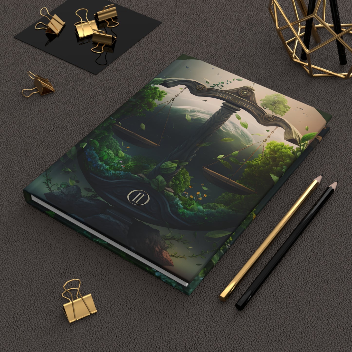 Libra Scales in Green with Poem Hardcover 150 Page Journal