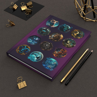 Zodiac Lined Journal with Amethyst Background - Hardcover 150 Page