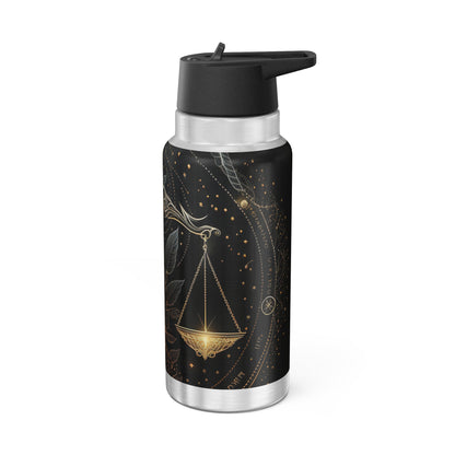 Libra Zodiac Sign Stained Glass Illustration ~ 32oz Tumbler With Lid and Straw