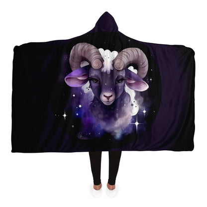 Aries Purple caricature Hooded Blanket