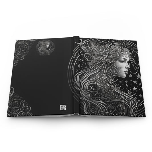 Virgo illustration in Silver Hardcover 150 Page Journal