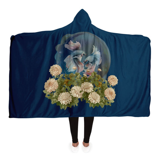 Pisces Fish Vintage Illustration Hooded Blanket