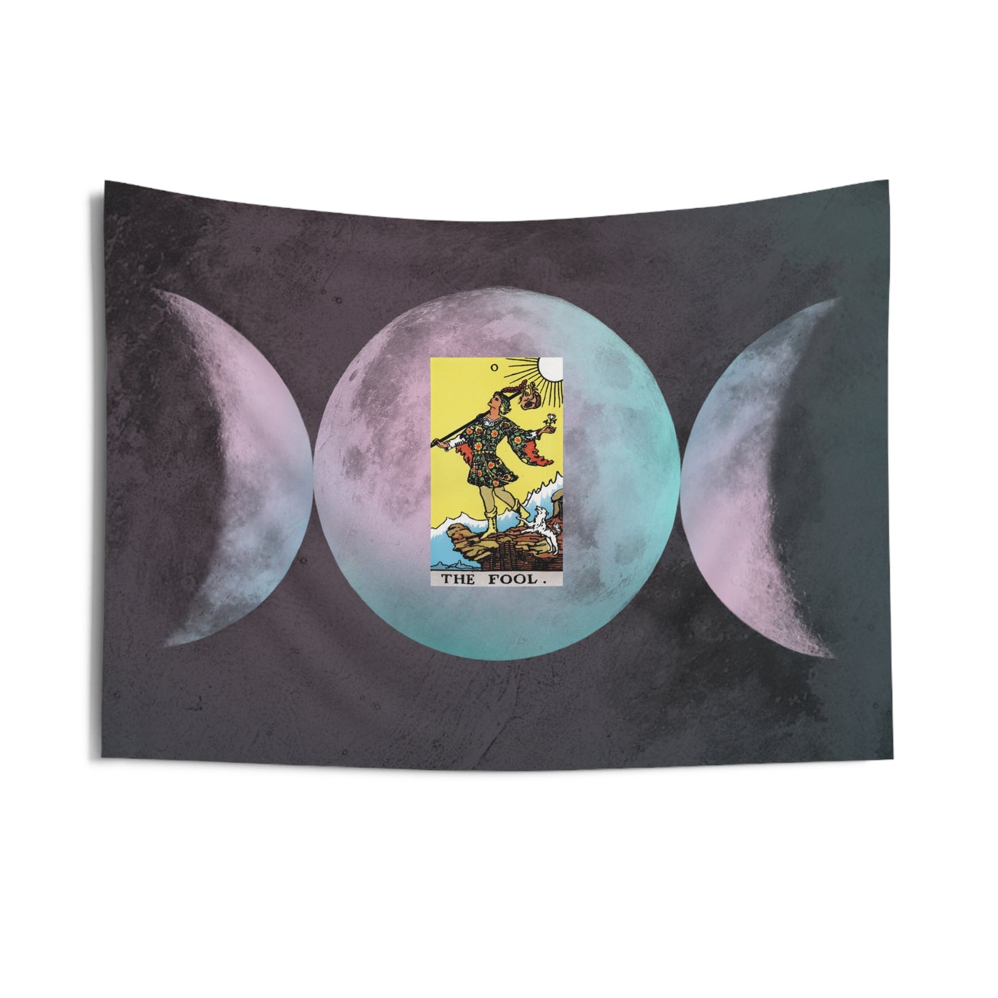 The Fool Tarot Card Altar Cloth or Tapestry with Triple Goddess Symbol