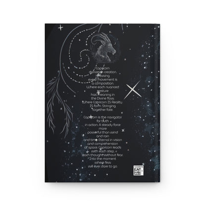 Capricorn in Black and Silver with Poem Hardcover 150 Page Journal