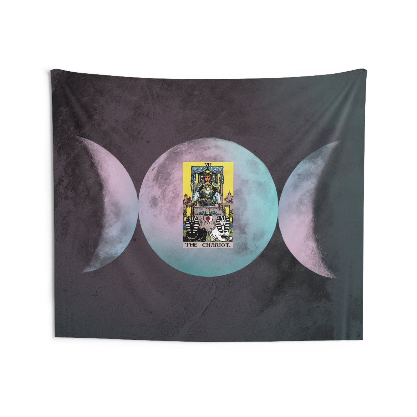 The Chariot Tarot Card Altar Cloth or Tapestry with Triple Goddess Symbol
