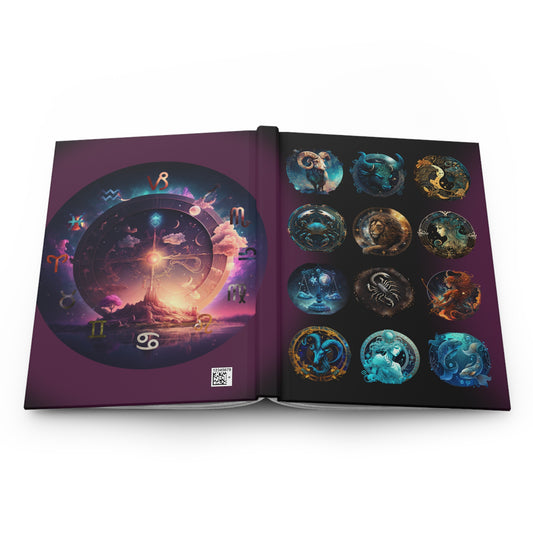 Zodiac Lined Journal with Black Background - Hardcover 150 Page