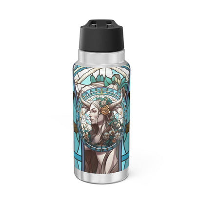 Capricorn Zodiac Sign Stained Glass Illustration ~ 32oz Tumbler With Lid and Straw