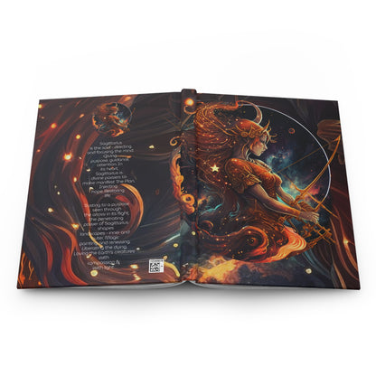Sagittarius Fiery Fantasy Illustration with Poem Hardcover 150 Page Journal