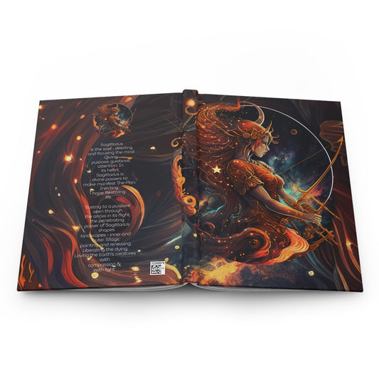 Sagittarius Fiery Fantasy Illustration with Poem Hardcover 150 Page Journal