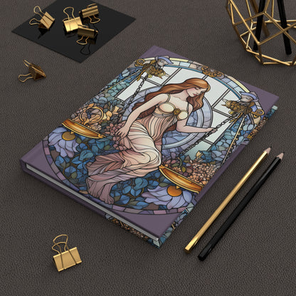 Libra Stained Glass Illustration with Poem Hardcover 150 Page Journal
