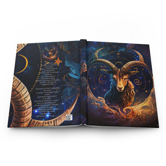 Capricorn In A Powerful Night Sky with Poem Hardcover 150 Page Journal