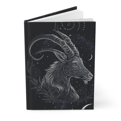 Capricorn in Black and Silver Hardcover 150 Page Journal