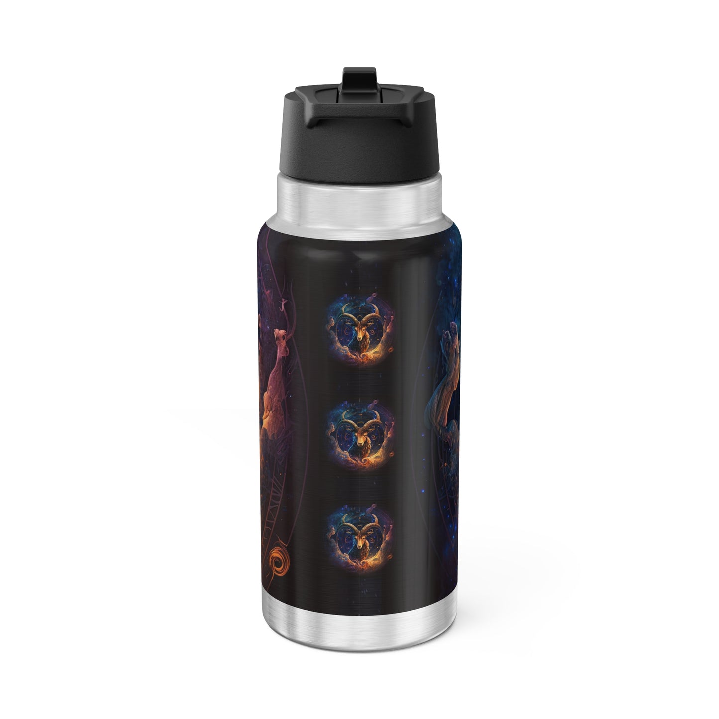 Capricorn Zodiac Sign Majestic Goat with Starry Background ~ 32oz Tumbler With Lid and Straw