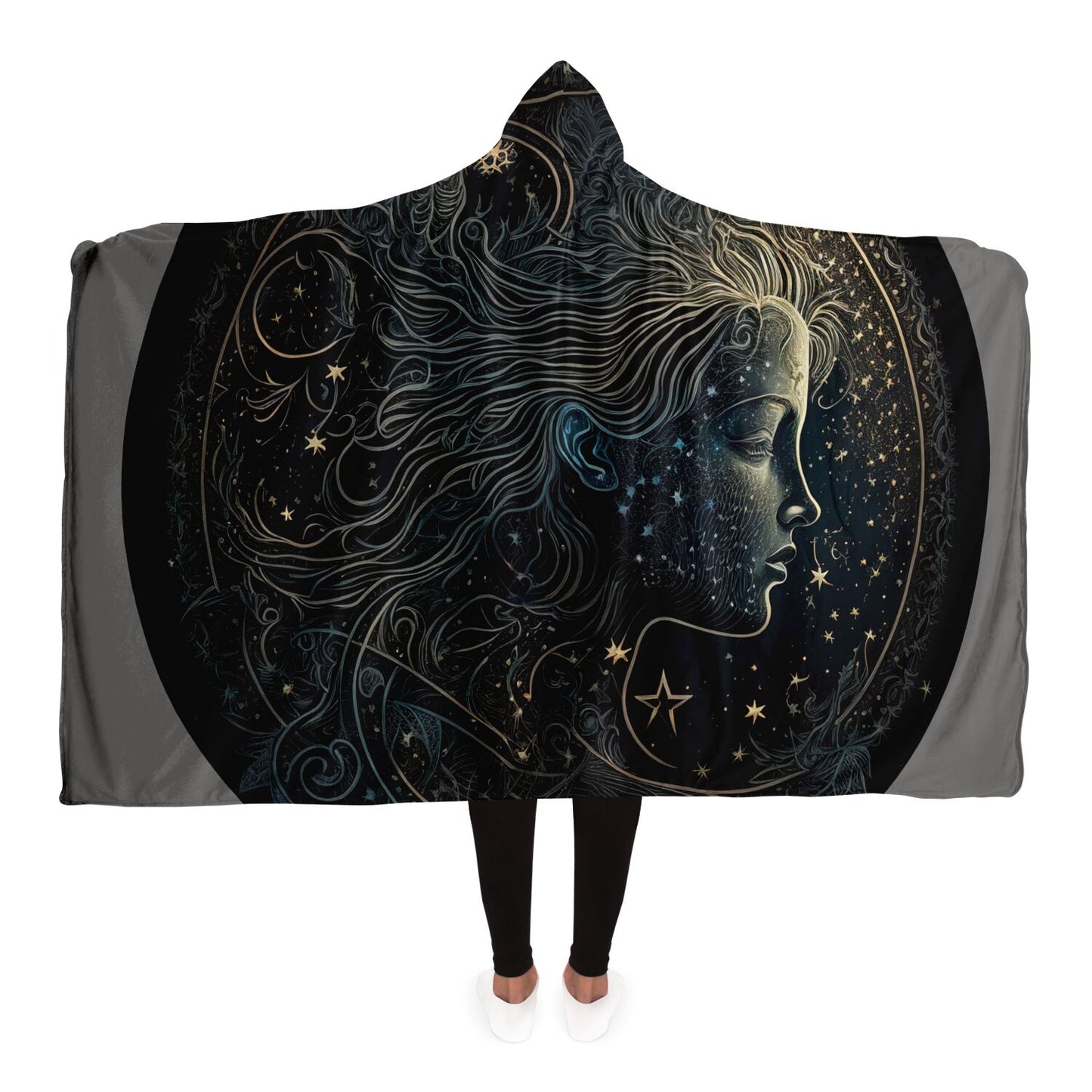 Aquarius Water Carrier in Black and White Hooded Blanket