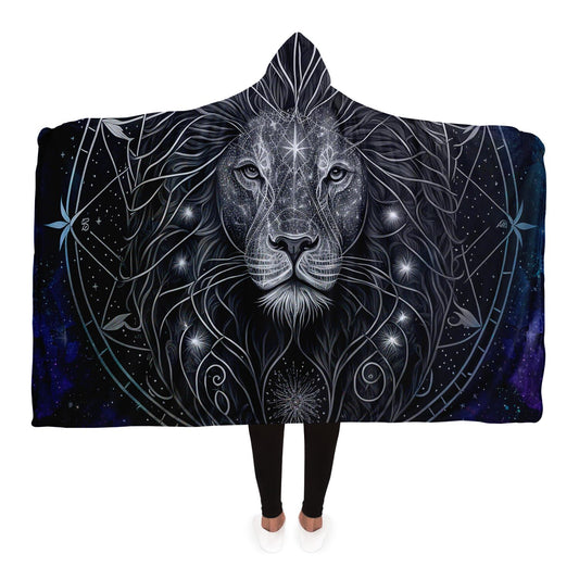 Leo in Black and Silver Hooded Blanket