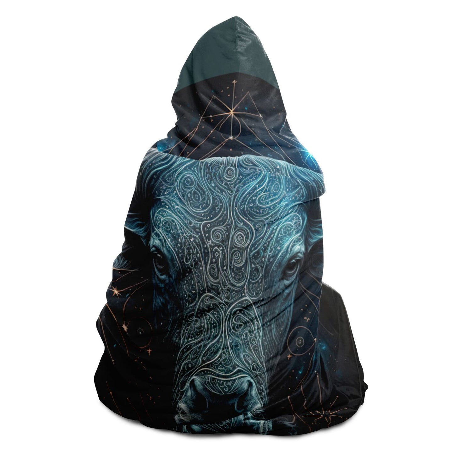 Taurus Bull in Black and Silver Hooded Blanket