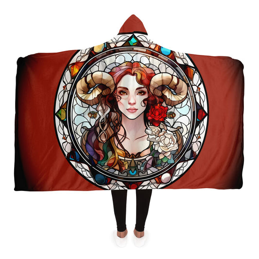 Aries Stained Glass Hooded Blanket