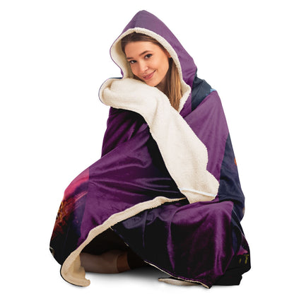 Zodiac Symbols Around Celestial Sphere with Amethyst Background Hooded Blanket