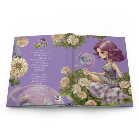 Pisces Vintage illustration with Poem Hardcover 150 Page Journal