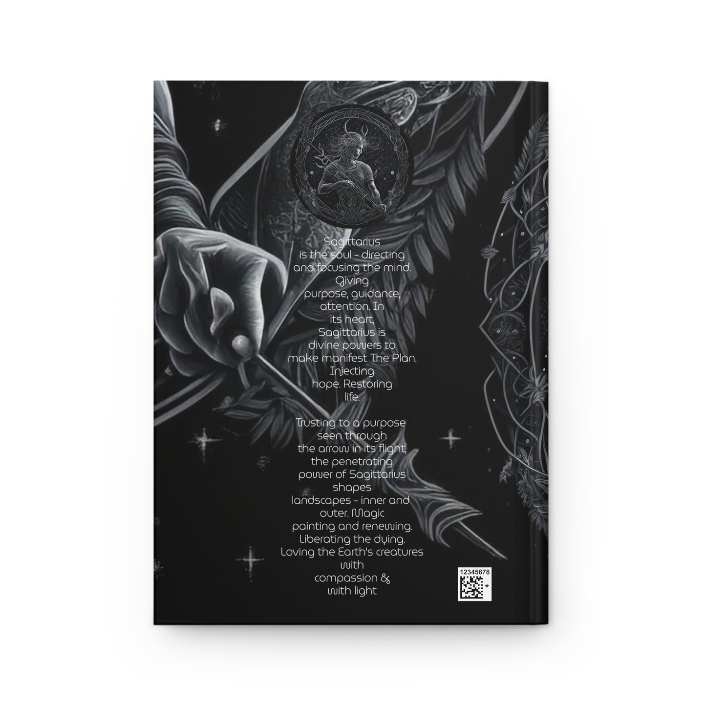 Sagittarius Archer in Black and Silver with Poem Hardcover 150 Page Journal