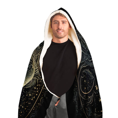 Aquarius Water Carrier in Black and White Hooded Blanket
