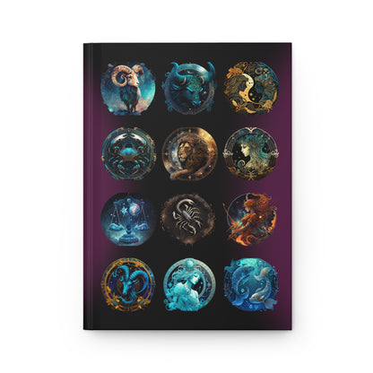 Zodiac Lined Journal with Black Background - Hardcover 150 Page