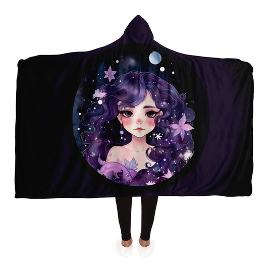 Aquarius Purple Caricature Hooded Blanket