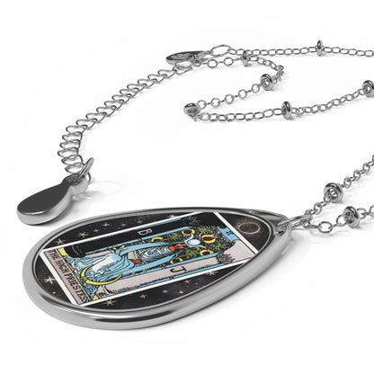 The High Priestess Tarot Card Oval Pendant Necklace With Chain