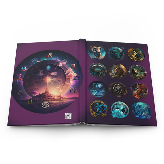 Zodiac Lined Journal with Amethyst Background - Hardcover 150 Page