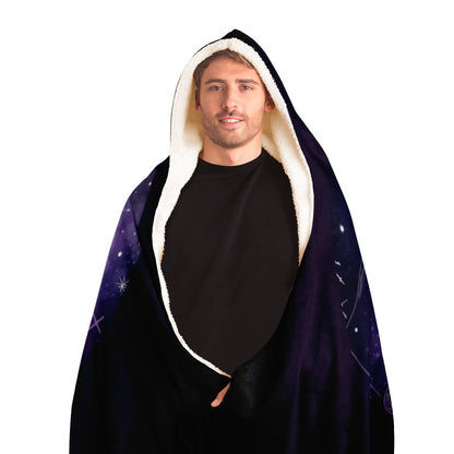 Cancer Purple Caricature with Stars Shadowed Hooded Blanket