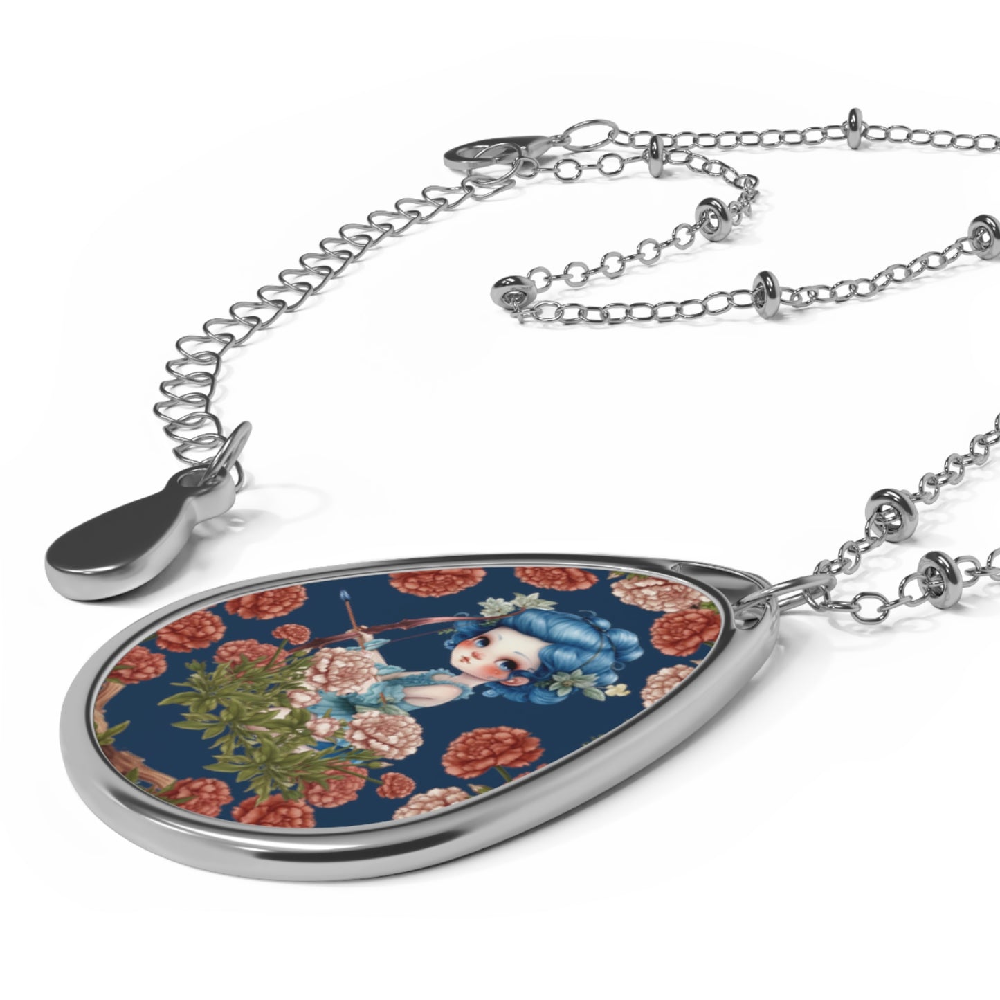 Sagittarius Zodiac Sign Vintage illustration ~ Necklace & Oval Pendant With Chain