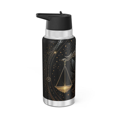 Libra Zodiac Sign Stained Glass Illustration ~ 32oz Tumbler With Lid and Straw