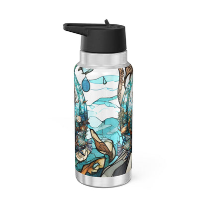 Pisces Zodiac Sign Stained Glass Illustration ~ 32oz Tumbler With Lid and Straw