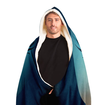 Libra Scales with Majestic Blue and White Trees Hooded Blanket