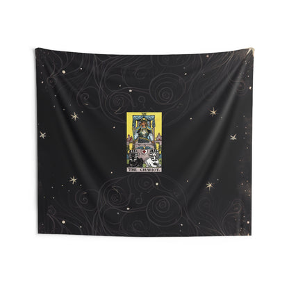 The Chariot Tarot Card Altar Cloth or Tapestry with Starry Background