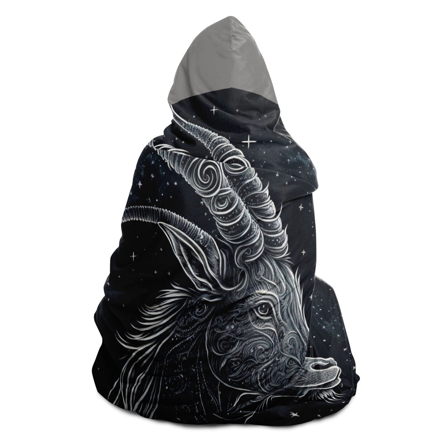 Capricorn in Black and White Hooded Blanket