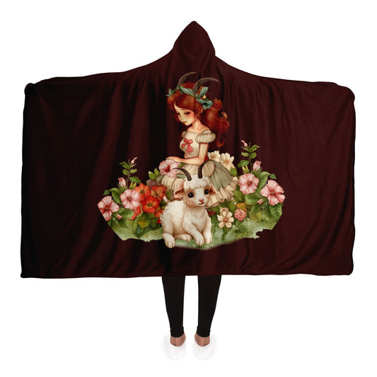 Capricorn Girl Vintage Illustration Hooded Blanket