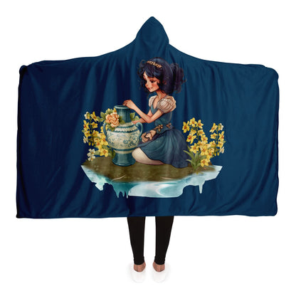 Aquarius Girl Vintage Illustration Hooded Blanket
