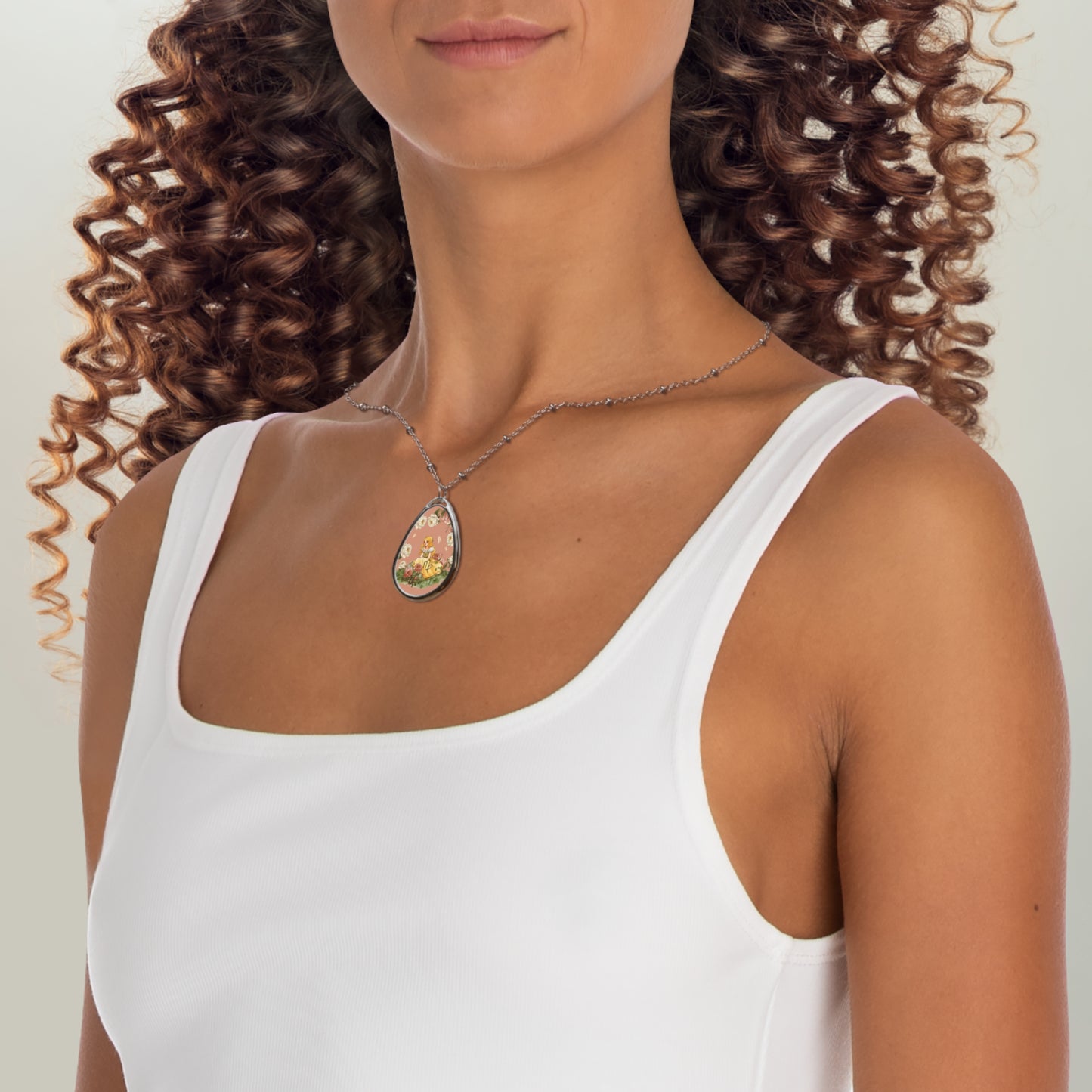 Virgo Zodiac Sign Vintage Illustration ~ Necklace & Oval Pendant With Chain