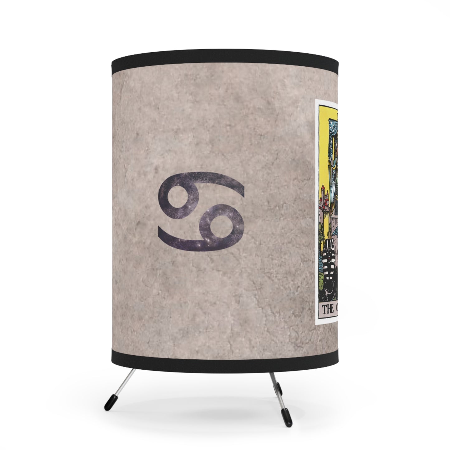 The Chariot Tarot Card with Cancer Symbols Printed Shade Tripod Lamp, US\CA plug