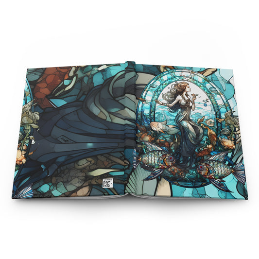 Pisces Stained Glass Illustration Hardcover 150 Page Journal