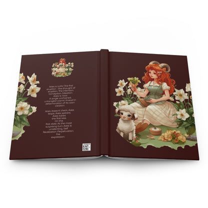 Aries Vintage Illustration with Poem Hardcover 150 Page Journal