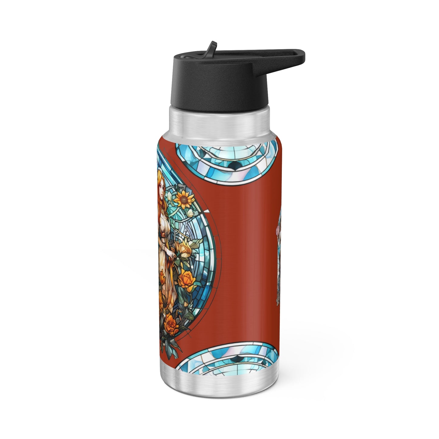 Gemini Zodiac SignStained Glass Illustration  ~ 32oz Tumbler With Lid and Straw
